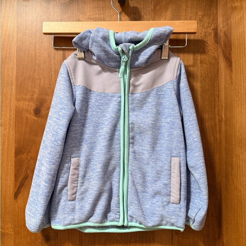 Blue and Gray Kids Hooded Light Fleece 4T
